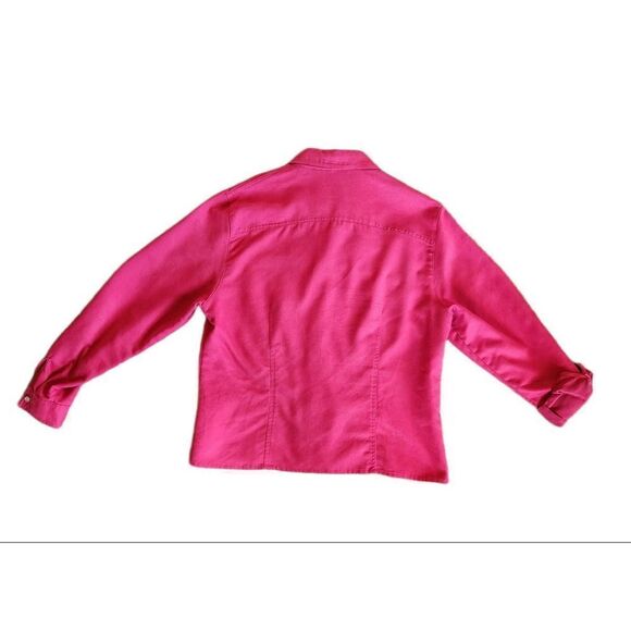 David Brooks women's size 14 button up long sleeve shirt red suede feel - Picture 2 of 4